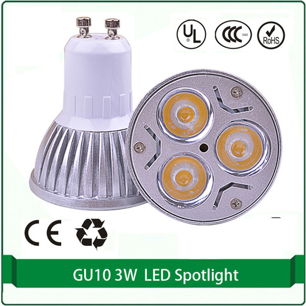 Hotsales good quality GU10 led spot lamps 3x1W 270 lm spotlights gu10 lamp led 50w equivalent led lamps gu10 4000K Dia 50x55mm free shipping