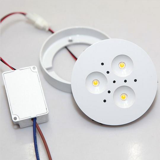 Free Shipping 3W Dimmable LED Puck Light White Shell Warm Natural Cool White LED Under Cabinet Lights for home/commercial light