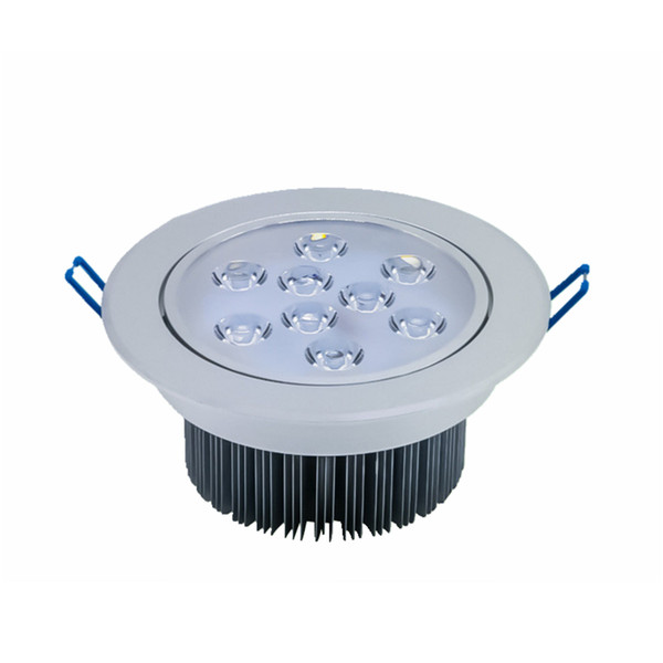 Indoor Silver Recessed Spotlights 9W Warm white/Cool white LED Downlight AC90-260V for Living Room Lighting 2pcs/Lot Free Shipping