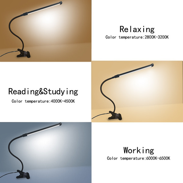 desk lamp with usb charging port with clamp desk lamp with clamp flexible 8W high lumen 8 level Dimmable 3 color Aluminum lamp