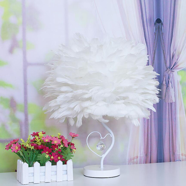 Foyer living room bedroom feather table lamp light LED crystal decorative desk light lamp bedside plume feather table light lamp