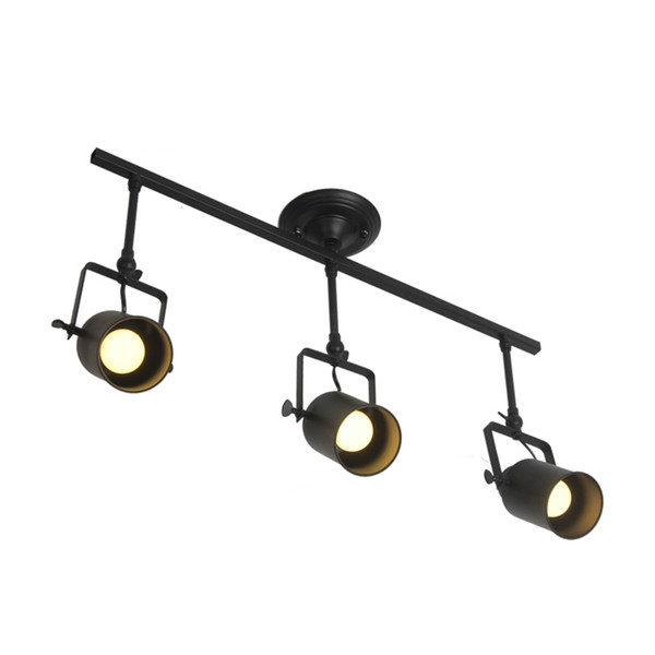 One combo Retro Loft Vintage LED Track Light with canopy Industrial Ceiling Lamp Bar Clothing Personality spotlight 1 2 3 4 Head