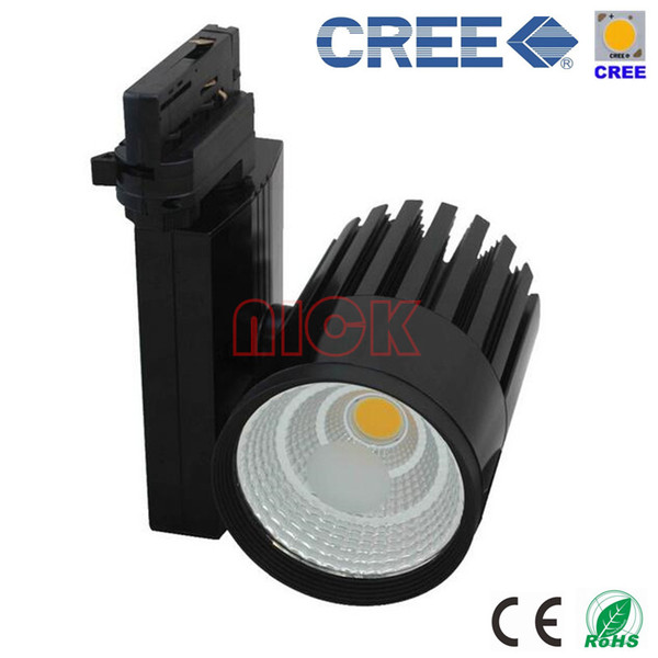 4-wiees 3-phase 30W CREE COB LED Track Light LED Spot Light Black/White Housing High CRI 90Ra AC85-265V