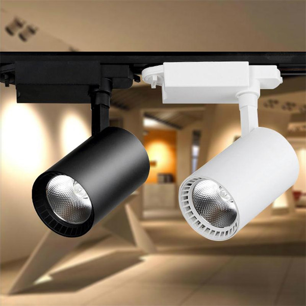 LED COB 10W 20W 30W 40W 50W Track Lights White Black Aluminium Tracking Lamps Rail Lighting Clothes Shoes Store Halogen Spotlights