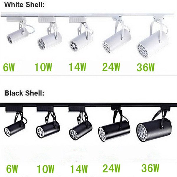 Black/White Shell 6W 10W 14W 24W 36W Led Track Lights 30 Angle Warm/Natural/Cool White Led Ceiling Spot Lights AC 85-265V