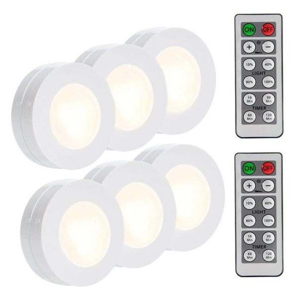 SUNBOST Wireless LED Puck Lights 4000K Natural White 6 Pack Kitchen Under Cabinet Lighting Wireless Closet Lights Battery Operated Remote Co