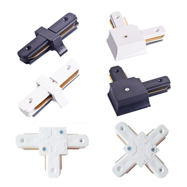 I L T cross shape LED spot light track connector rail connector 2 line wires track adapter linker white and black color