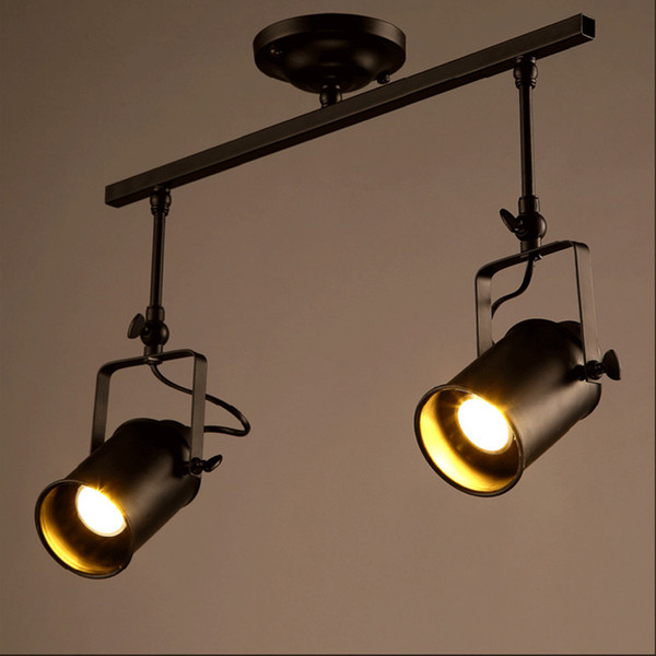 Retro Loft Vintage LED Track Light Industrial Ceiling Lamp Bar Clothing Personality spotlight Light Double Heads