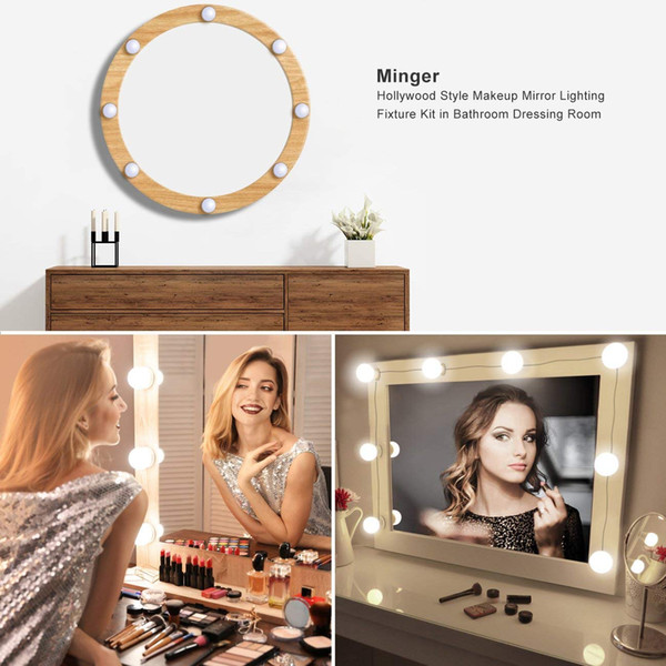 Hollywood Style Vanity Mirror Lights Dimmable LED Light Bulbs Kit Lighting Fixture Strip for Makeup in Bathroom Dressing Room (Mirror Not