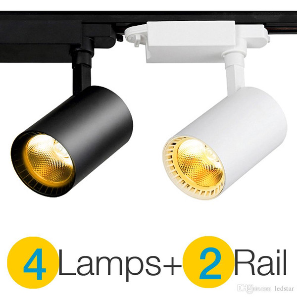 4+2 High Power COB LED Track Light 12W / 20W / 30W Rail Aluminum Lamp + Track Rail for Commercial Retail Spotlight Lighting