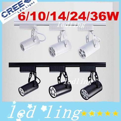 Led Track Light 6W 10W 14W 24W 36W 120° COOL/Warm white Led Ceiling Spotlight AC 85-265V led spot lighting + CE ROHS