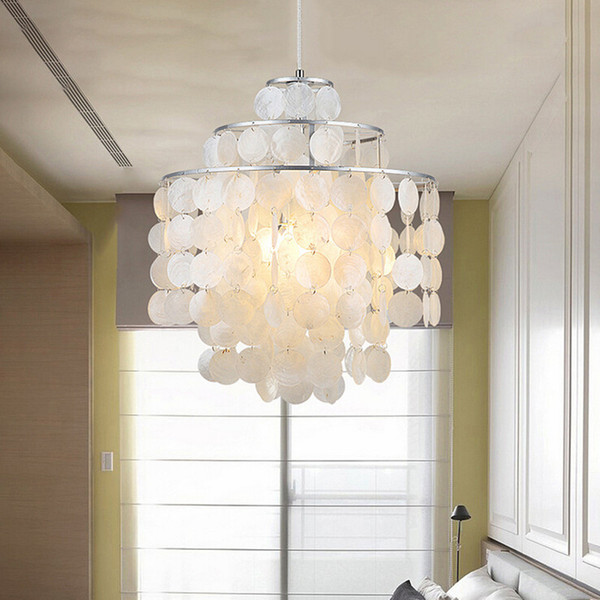 European Fashion Sea Shell Pendant Lights Bedroom Pendant Lamps 3/4/5 Layers Circle Seashell Pendant Lighting Restaurant Light Chandelier