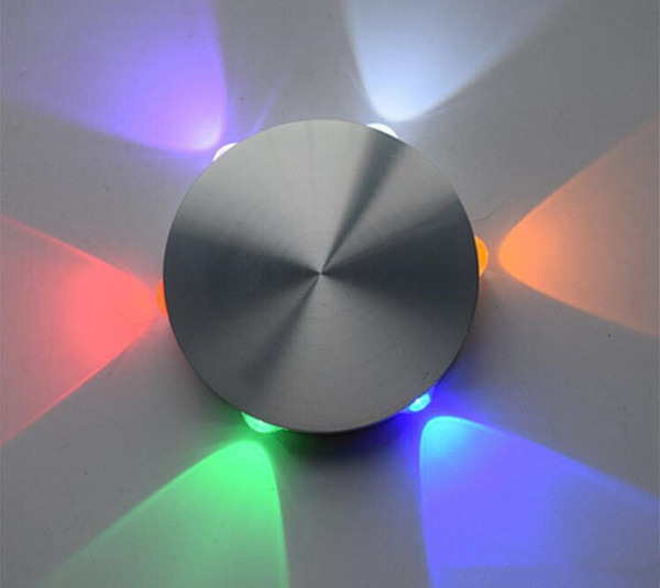 Round aluminum 6W Warm White/Natural White/Cold White/Red/Green/Blue/Purple LED indoor wall lamp 6*1W setting wall lights AC85-265V