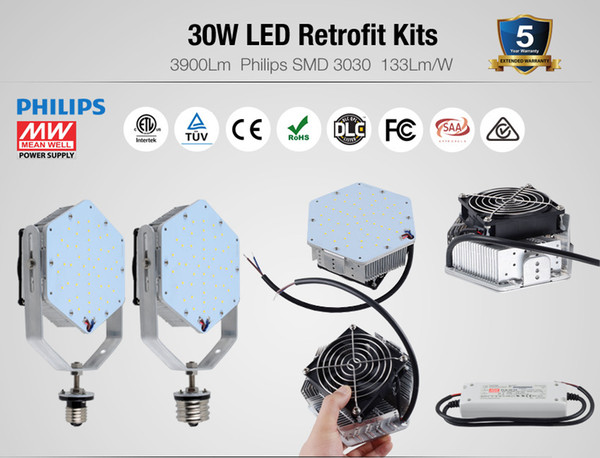 5 years warranty UL DLC Listed Led Outdoor Lighting E26 E27 E39 E40 30W Led Retrofit Kit MeanWell Drivers Led Street Light