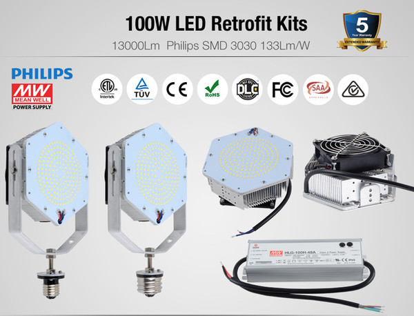 5 years warranty UL DLC Listed Led Outdoor Lighting E26 E27 E39 E40 100W Led Retrofit Kit MeanWell Drivers Led Street Light