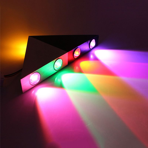 RGB 5W colorful led wall lamp triangle indoor led lighting AC85-265V aluminum background lighting silver + black