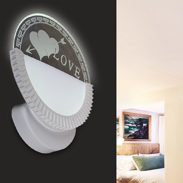 Love in Heart LED Wall Lamps Modern Brief Mirror Surface Decoration AC 85-265V LED Wall Lights with Metal Arcylic for Bedroom