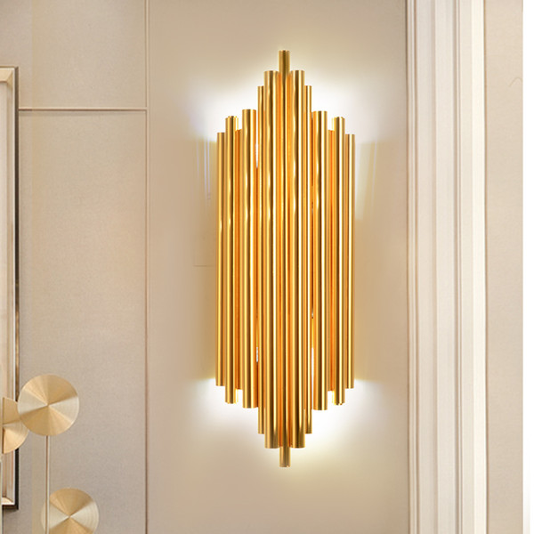new Art deco wall lamp modern wall light Dia18*H40cm gold home lighting , luxury hotel lights