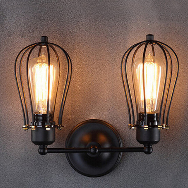 Vintage E27 Wall Lamp Retro Loft LED Wall Light Lamparas Single Double head Stair Bathroom Iron Wall Sconce Edison bulb