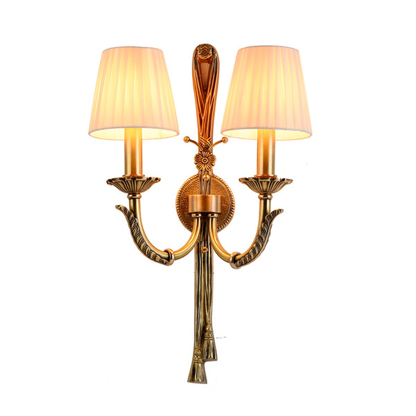 Simple Creative Art Handmade Copper Wall Lamp in Living Room of Luxury Villa