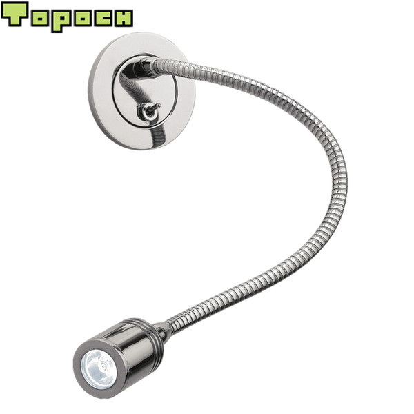 Topoch Flush Lights on Headboard Slim Plate Flexible Arm on/off Switch 3W CREE LED Chrome Finish for Hotel Residential Car Yacht