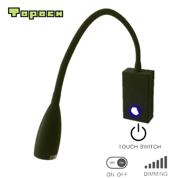 Topoch Wall Sconce Lights Matte Black with Touch ON/OFF/Dimmer Switch 3W CREE LED Bright Healthy Light for Houses RVs Boats