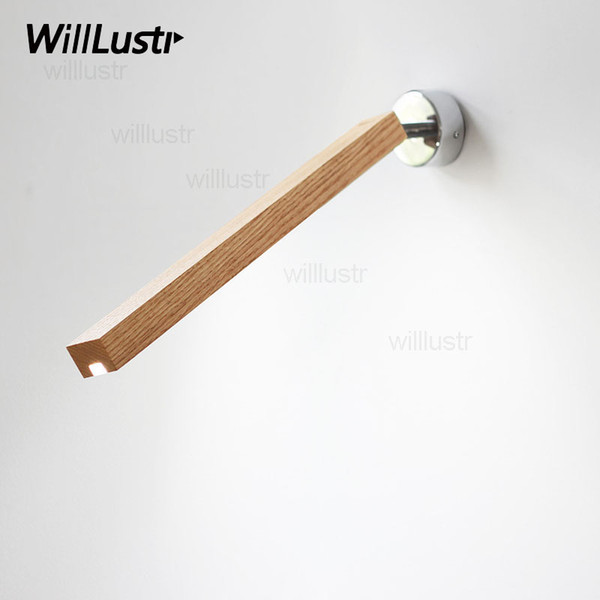 LED wood wall sconce American red oak ruler wall lamp bedside sofa side rotatable light hotel restaurant home bedroom living sitting room