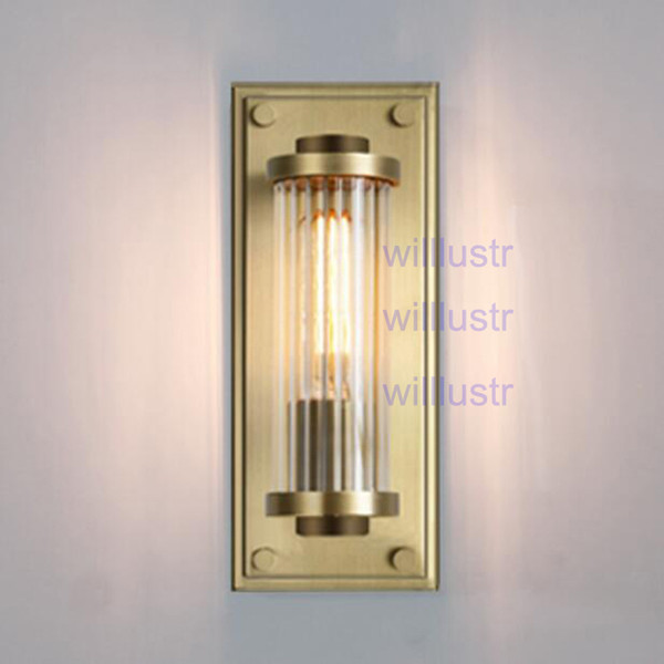 Willlustr vintage copper color wall sconce ribbed crystal glass shade lamp modern lighting porch staircase hotel vanity light