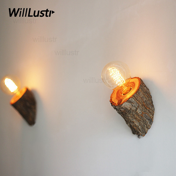 Natural cracked Wood Wall Sconce crack wood wall lamp Japan style light living room restaurant cafe bedroom hotel hall loft bar lighting