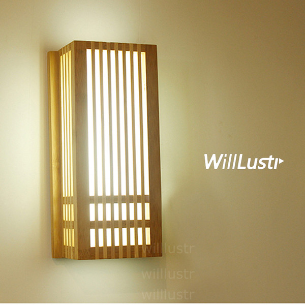 Natural Bamboo Wall Sconce wood wall lamp Japan style lighting living room restaurant cafe bedroom hotel hall Izakaya light