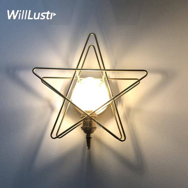 3D copper star wall sconce lamp modern brass wall light brass home light dinning room bedroom restaurant hotel bedside light