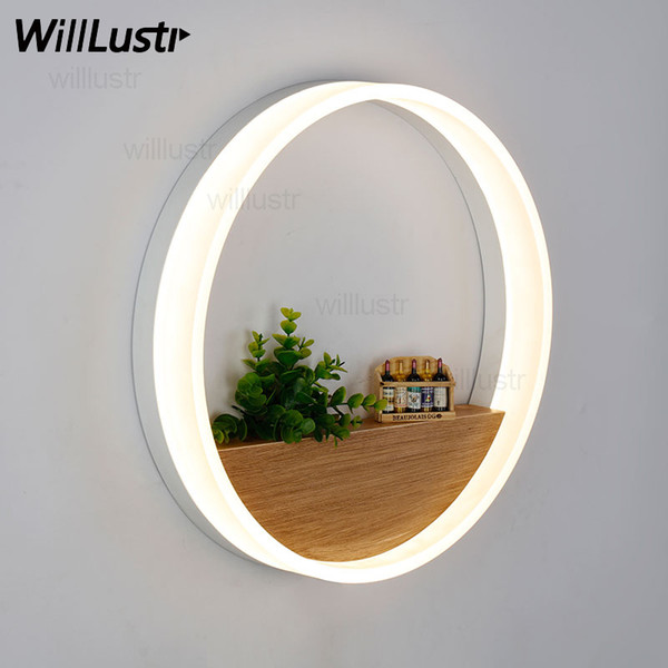 round PMMA LED wall sconce light wood decor acrylic ring lobby bedroom hotel corridor restaurant dinning room bar loft wall lamp