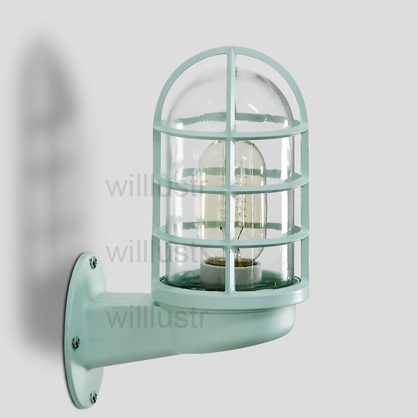 Willlustr Iron Colorful Wall Lamp industrial clear glass shade Wall sconce lighting vintage dock light doorway foyer porch loft boatyard