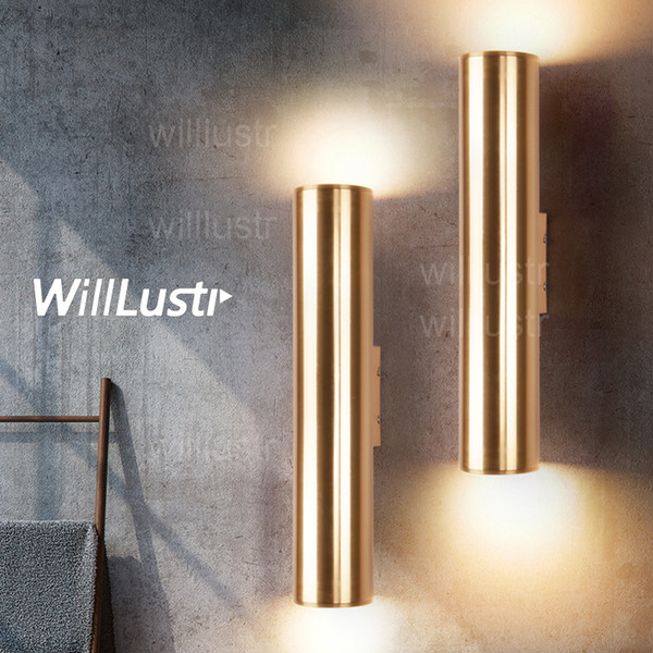 Modern LED wall lamp aluminum wall sconce metal lighting design lamps champagne gold tube light pipe minimalism luxury lights