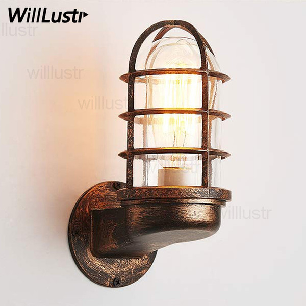 Industrial retro wall lamp vintage wrought iron wall sconce dock light lobby bedroom hotel corridor restaurant bar loft light