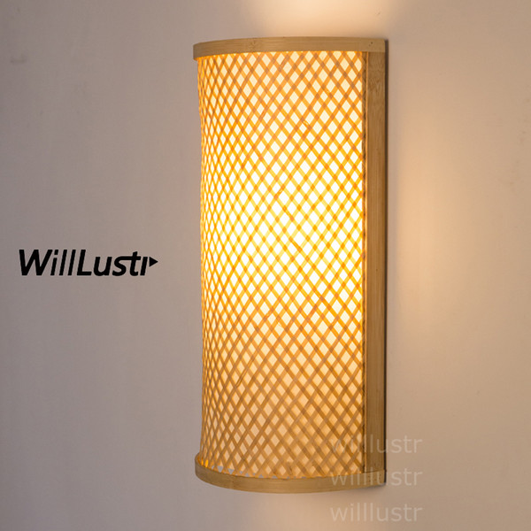 Natural Bamboo Wall Sconce wood wall lamp Japanese style lighting living room restaurant cafe bedroom hotel hall Izakaya light