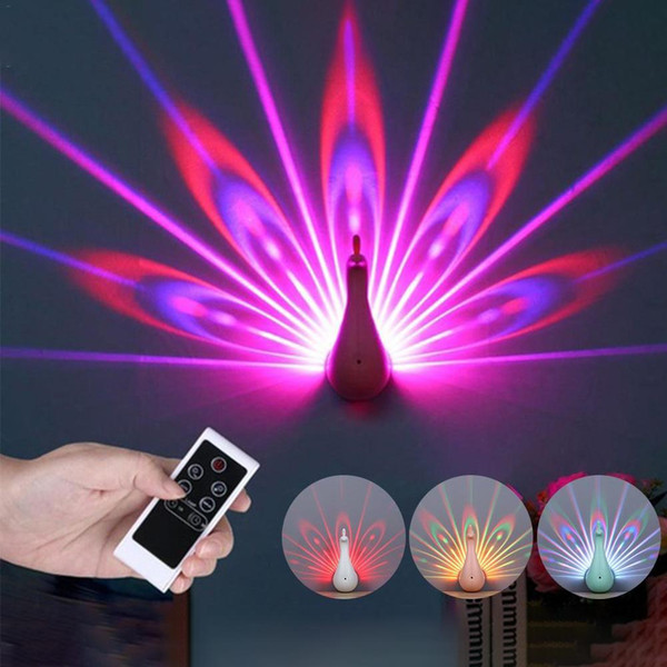 New Fashion 3D night Peacock Projection Light Home Wall Peacock USB Charging LED Colorful Projection Magical Light Home Party Decor