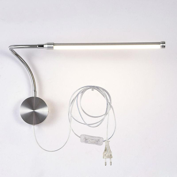 6W LED Wall sconces Lamps With European Plug / American Plug Indoor Bedroom Bedside Lamp Study Reading Lighting AC90-260V