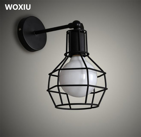 WOXIU led Wall Lights America style Vintage iron Art black Deco home Fixtures Nouveau Style E27 110-240V