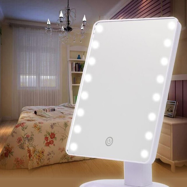 led Mirror Light LED Make Up Mirror 360 Degree Rotation Touch Screen Cosmetic Mirror Folding Portable Compact Pocket With 16/22 LED Lights