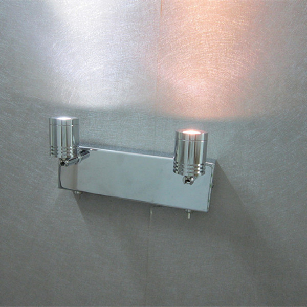 Topoch Up and Down Wall Lights Compact Neat Design 2x3W LEDs Each Switch Controls Respective Light Stainless Steel Base Chrome Finish