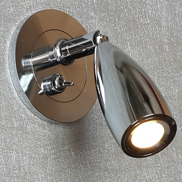 Topoch Recessed Wall Sconce Dolly Switch 3W CREE LED Directional Head Light Comfortable without Glare Chrome Finish Easy Install