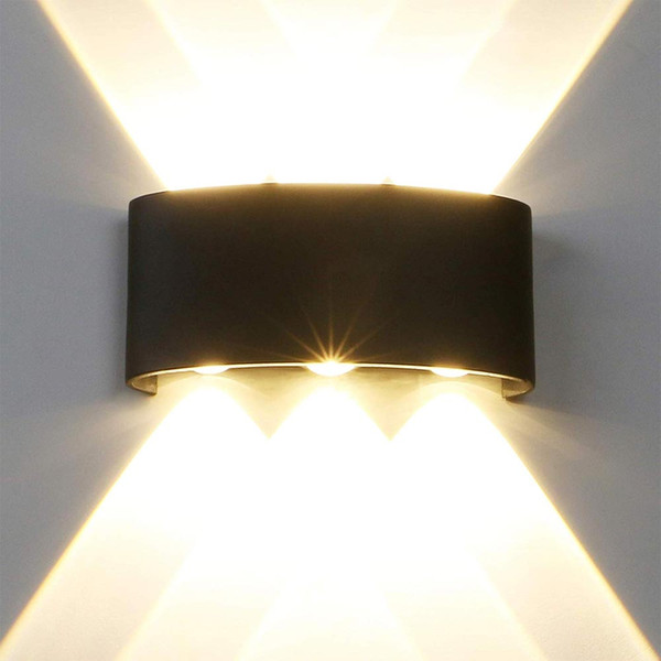 LED IP65 waterproof wall light, 6W 220V wall lamp 4000K aluminum alloy indoor and outdoor wall lamp Black