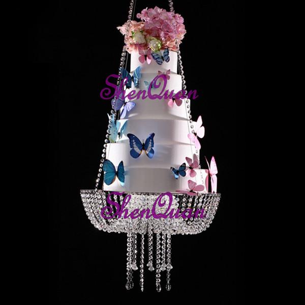 Indoor christmas decoration christmas item type and metal material crystal silver plated wedding cake stand,chandelier wedding cake stand