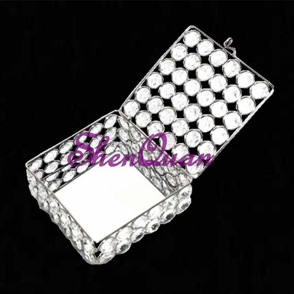 Wholesale square silver crystal beaded box / crystal beaded donation box,square crystal jewellery box for home decoration used