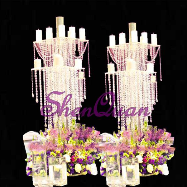 bright acrylic table centerpieces for wedding decoration,elegent design flower stand,acrylic crystal chandelier on sale