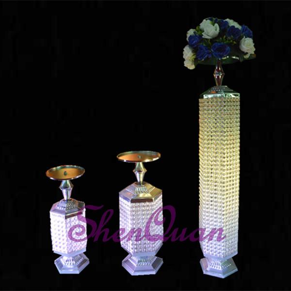 crystal columns flower stand wedding decorations,Wedding Gold Road Lead Flower Table Vase Stand for Wedding Centerpiece Decoration