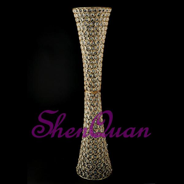 beautiful tall crystal flower pillar stand for decoration,crystal wedding centerpieces flower stand sell by china