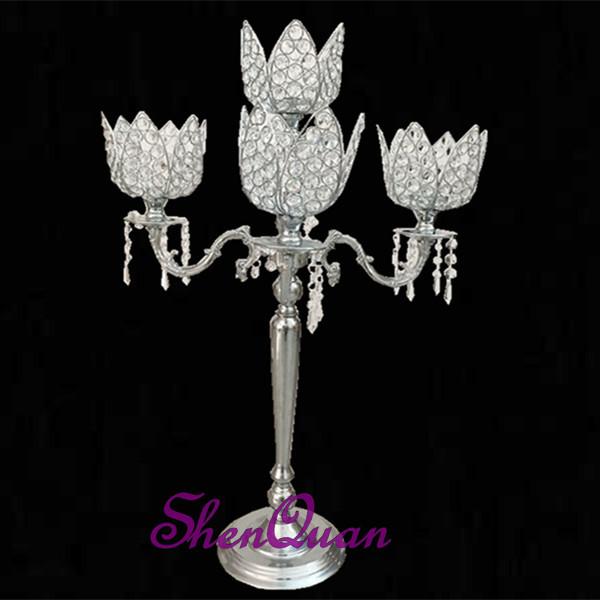 crystal lotus flower candle holder wedding favors,crystal beaded candle holders for wedding,tall 5-arms crystal candle holder/candlestick