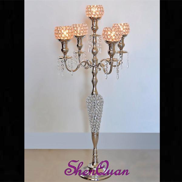 hot ! tall 5 arms crystal chandelier candle holders & candelabra with bowls for flowers,religious glass lotus tea light candle holder